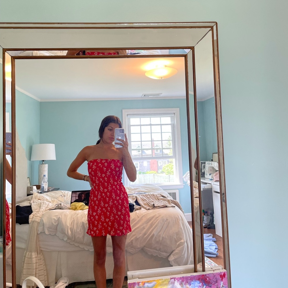 Reformation Red Smocked Dress